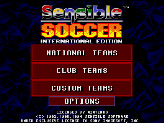 Sensible Soccer title screen for Super Nintendo